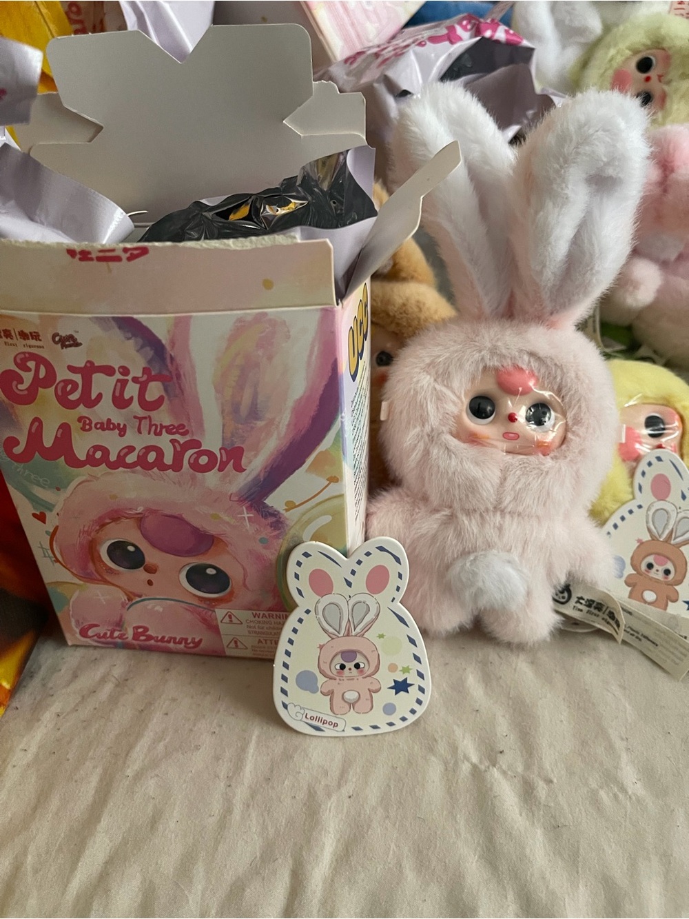 Baby three Petit MACARON Lolipop Plush Bunny Doll